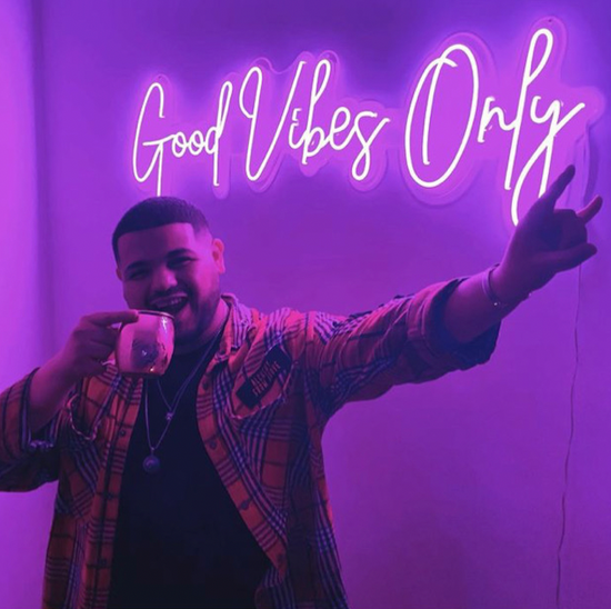 neon violet good vibes only