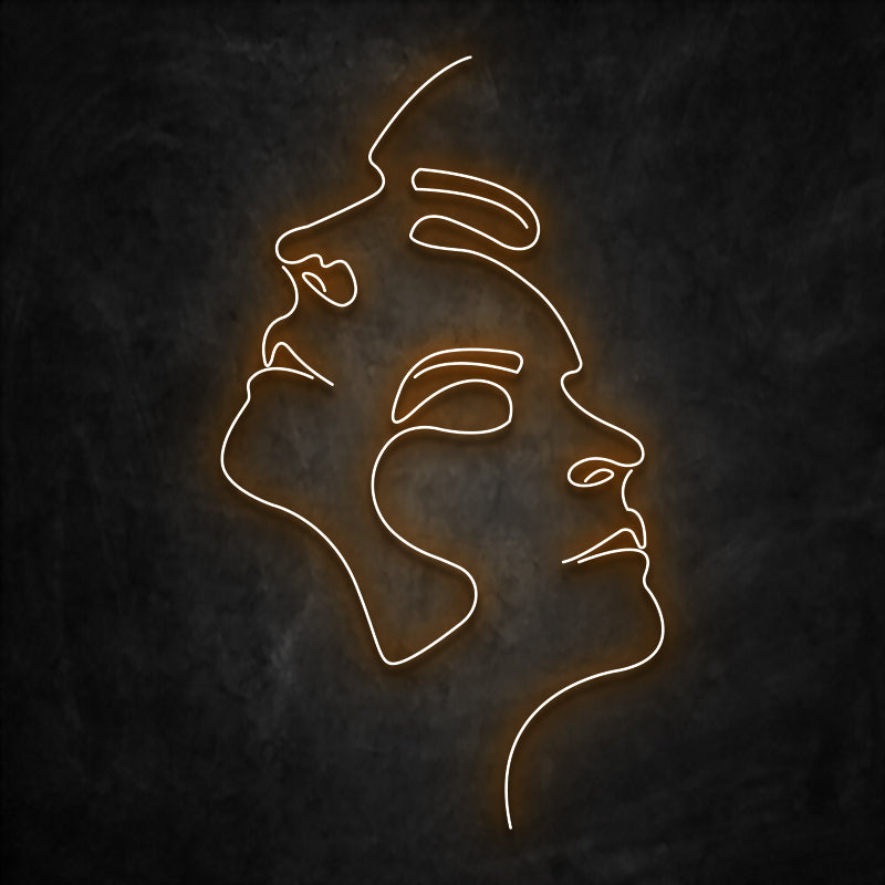 neon 2 visages orange