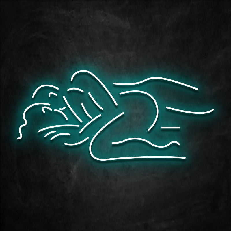 neon corps cuillere bleu ciel