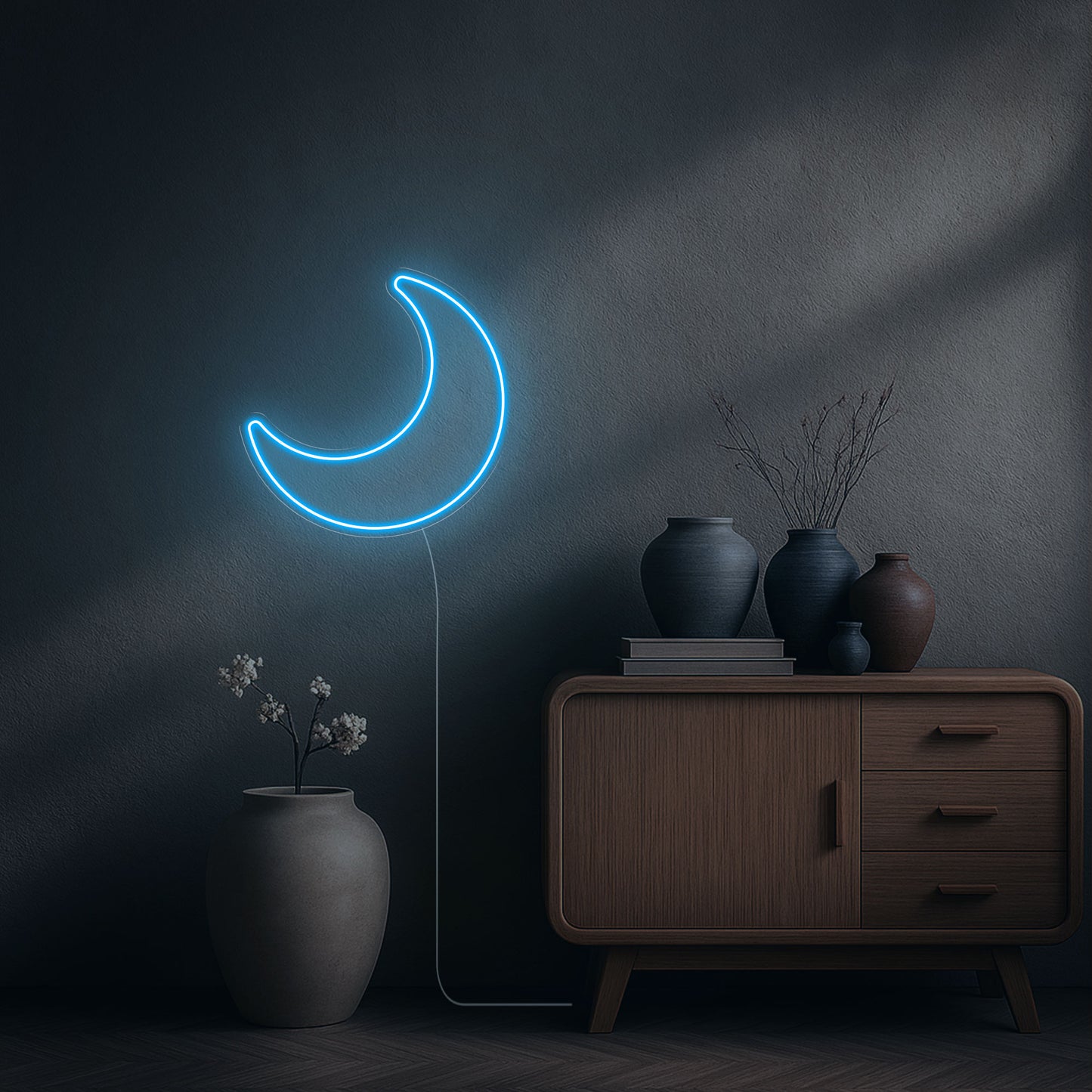 neon led lune bleu ciel