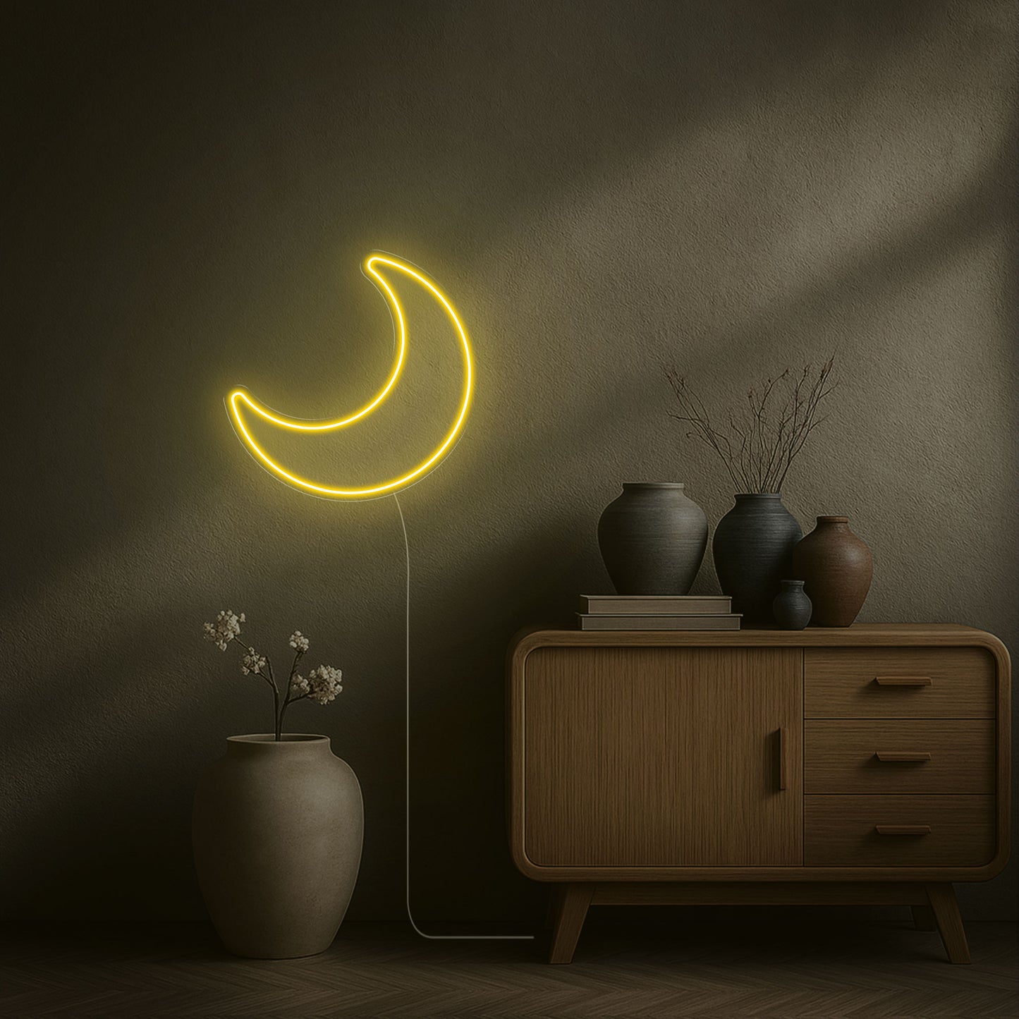 neon led lune jaune