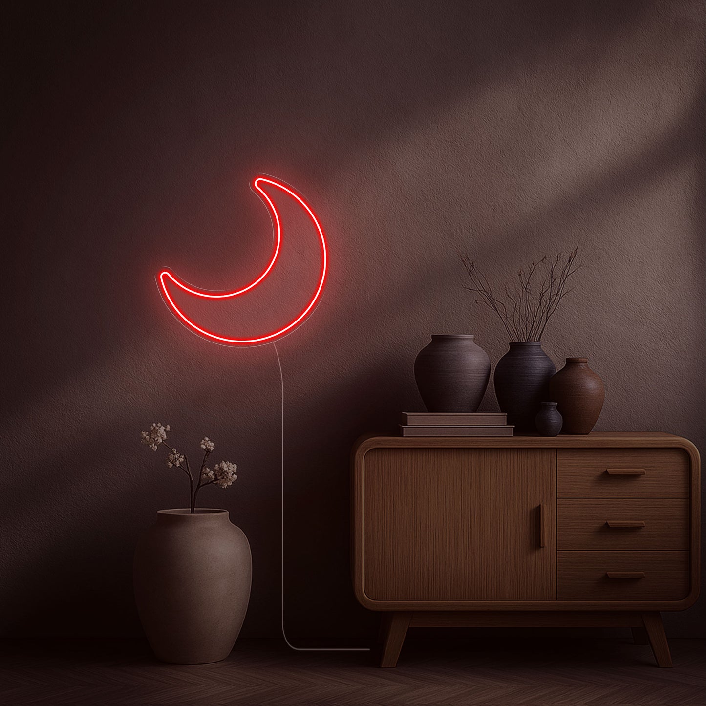 neon led lune rouge