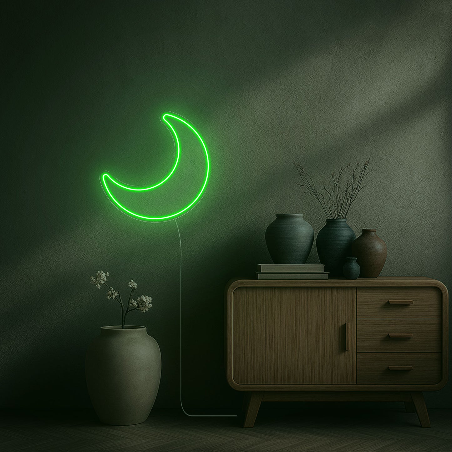 neon led lune vert