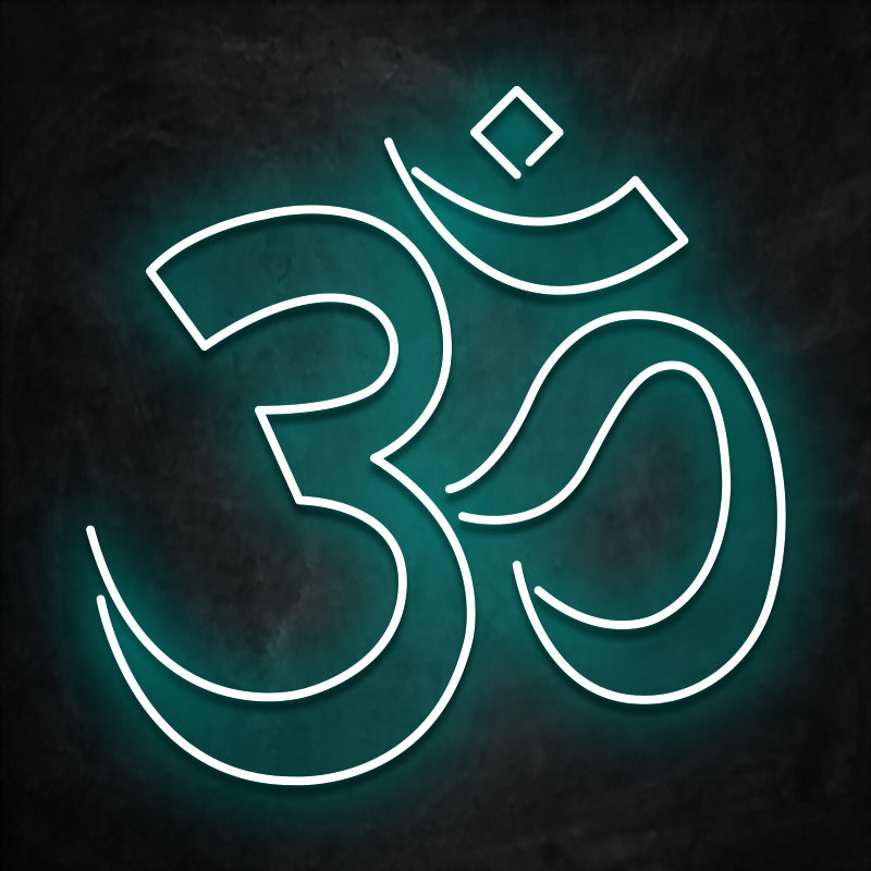 neon lettre sanskrit bleu ciel