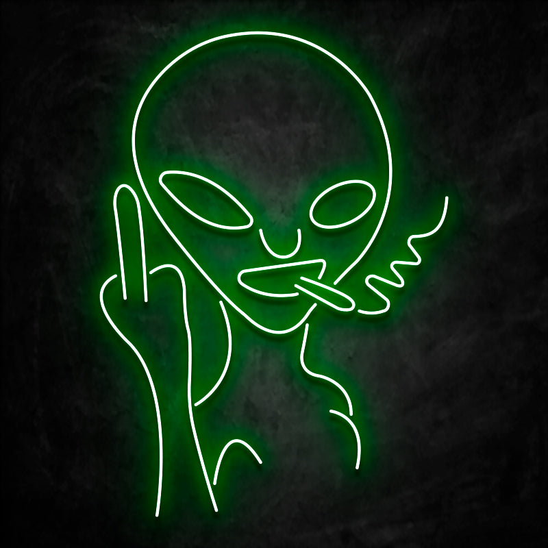 néon extraterrestre doigt d'honneur