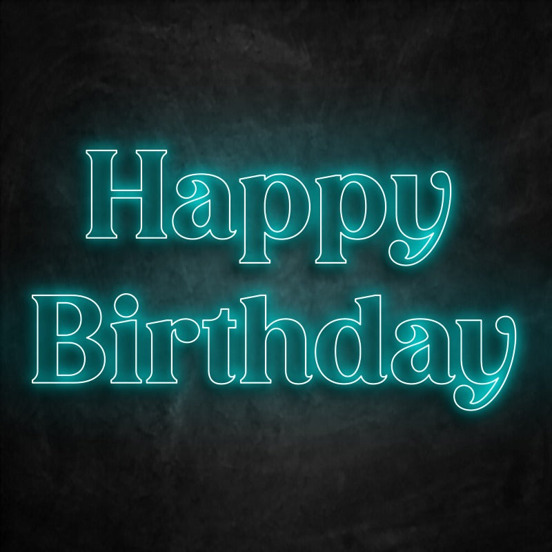 néon happy birthday bleu ciel