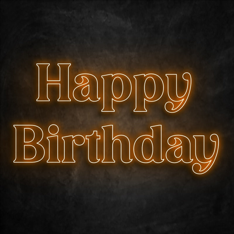 néon happy birthday orange