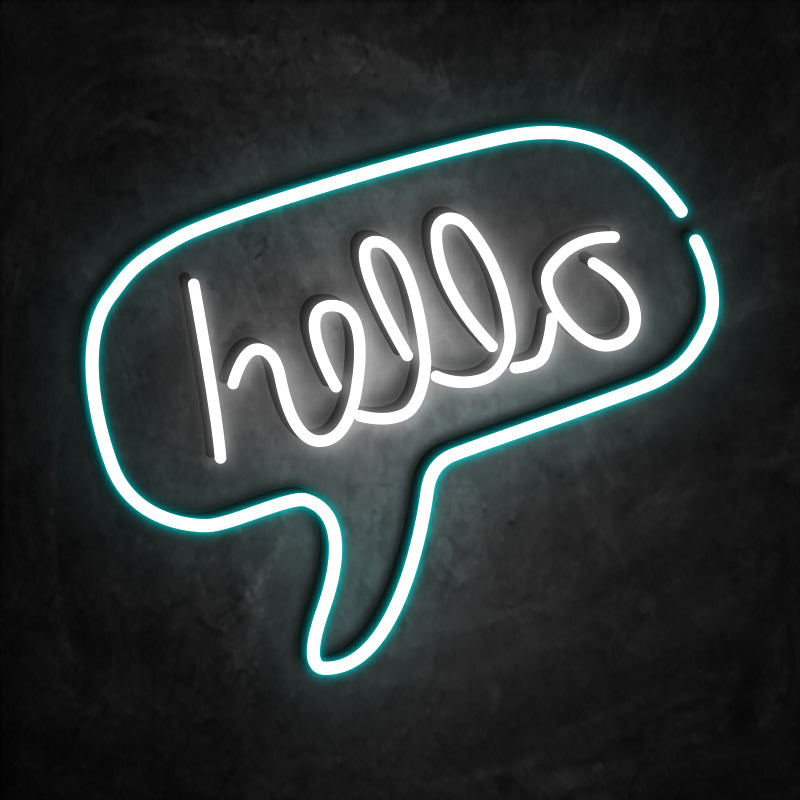 néon hello bleu ciel
