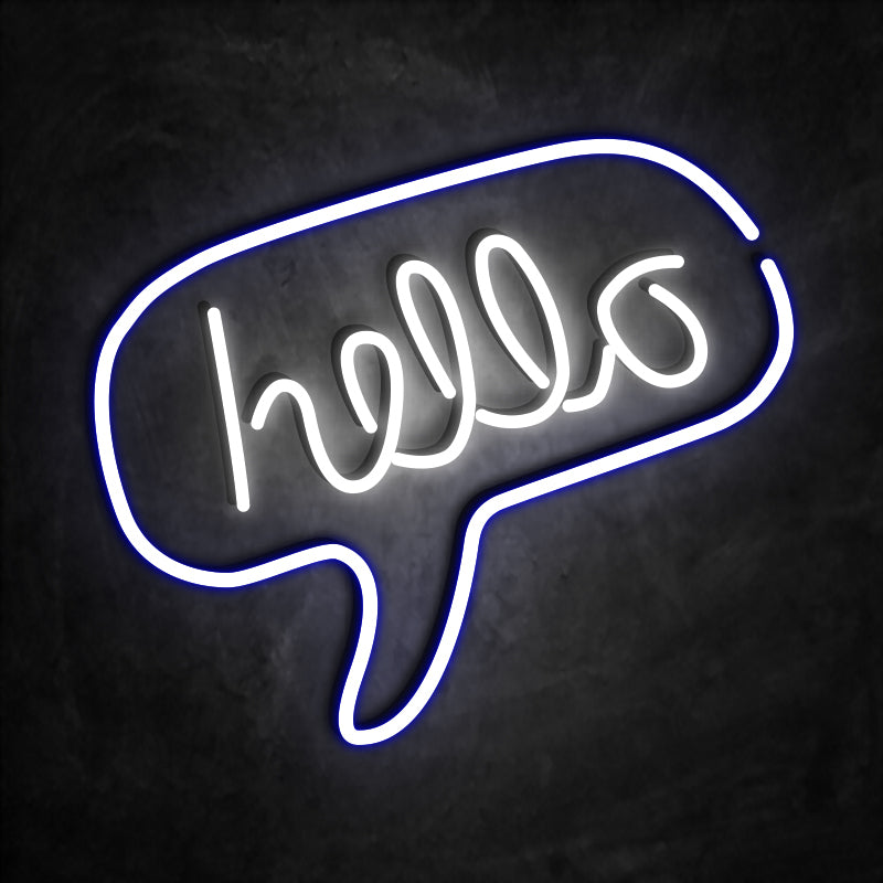néon hello bleu