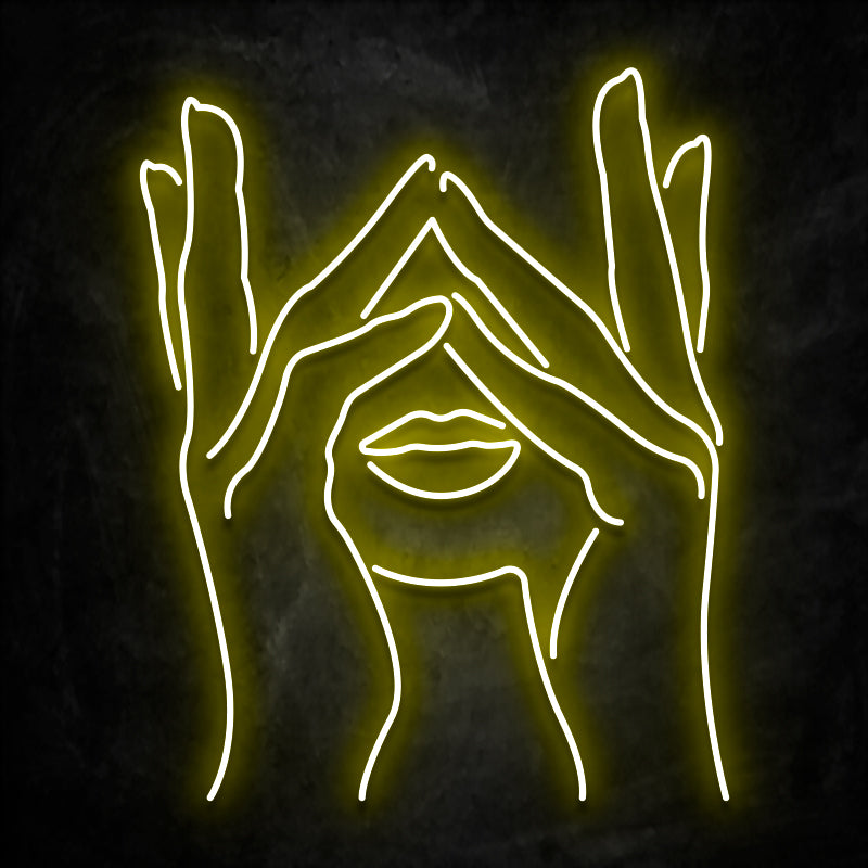 neon visage main jaune