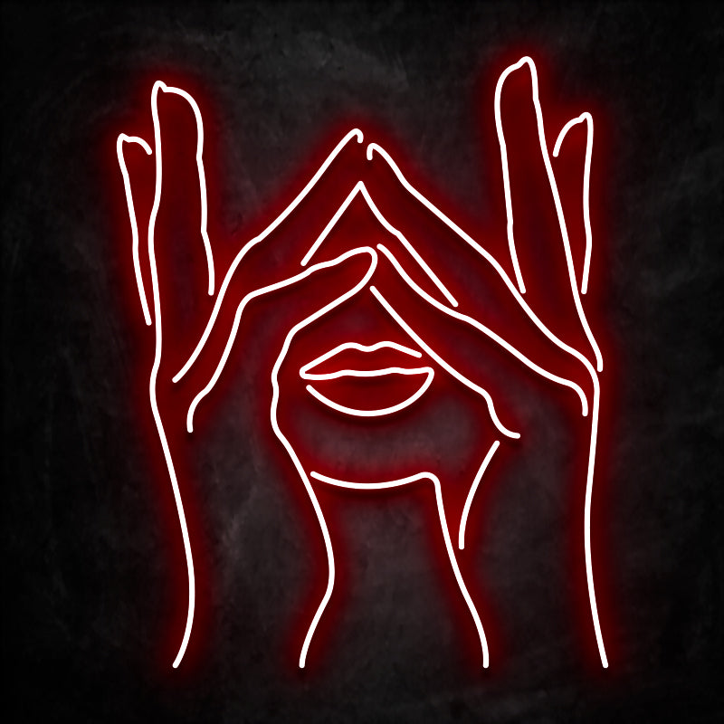 neon visage main rouge