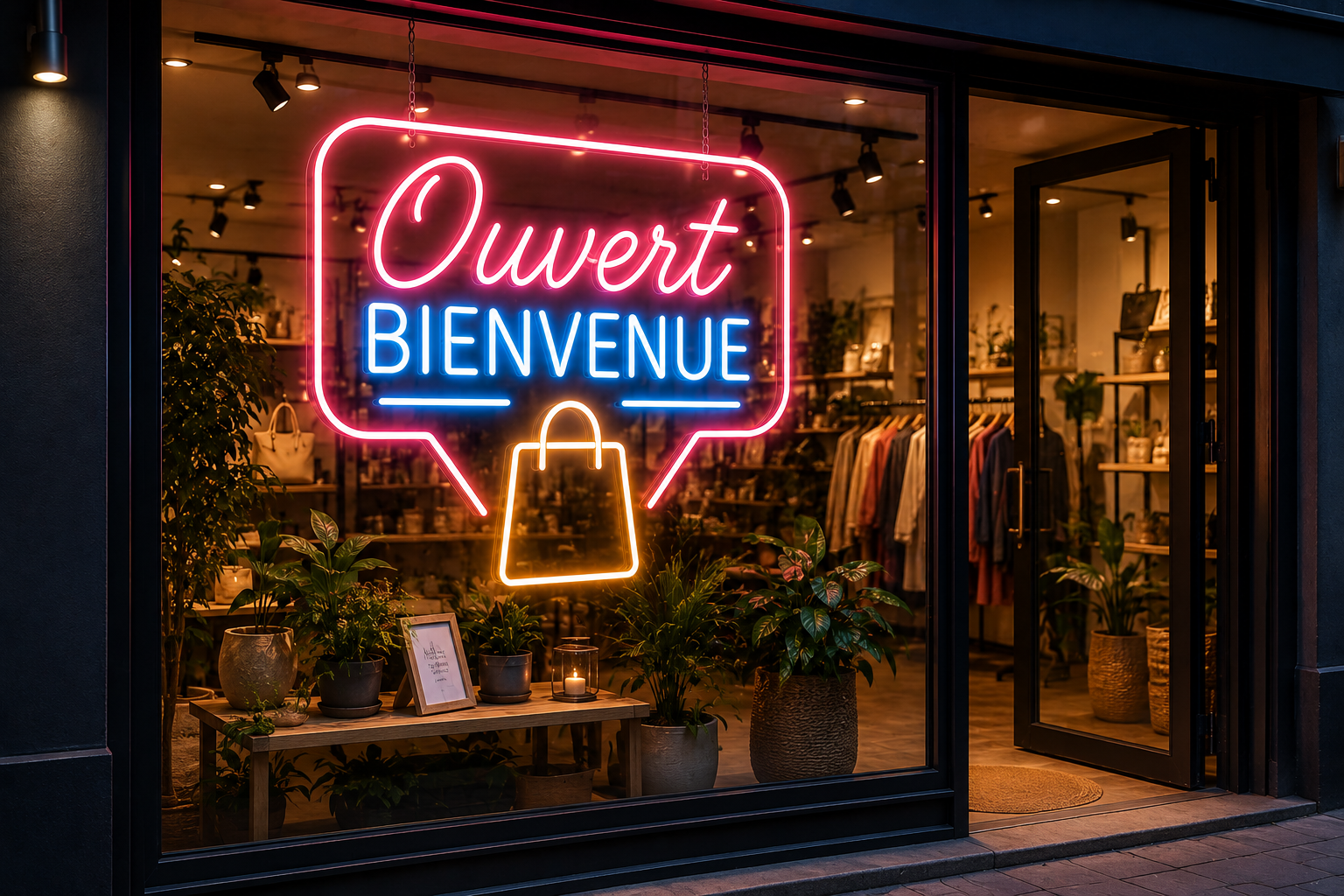 Néon LED pour vitrine de commerce Image