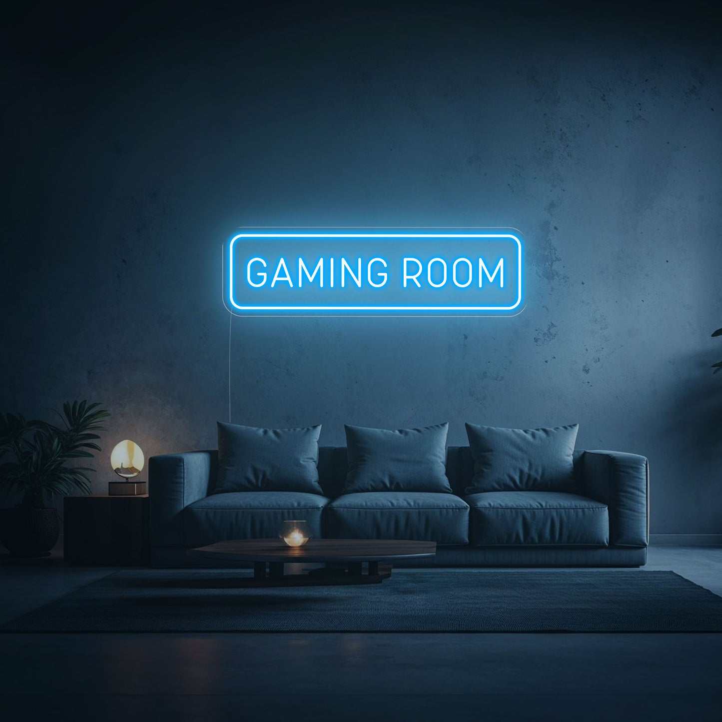 néon led gaming room bleu ciel