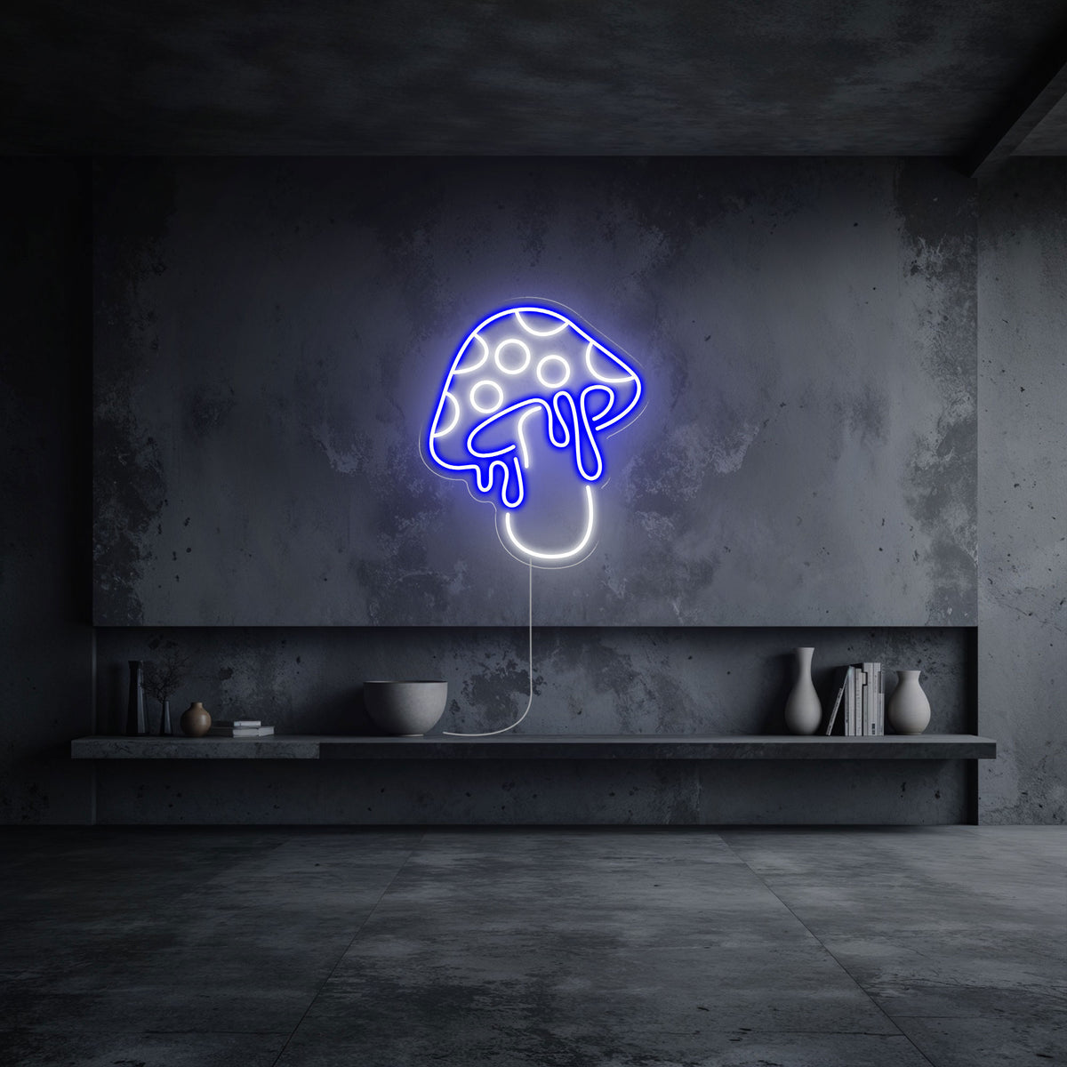 Neon-led-champignon bleu