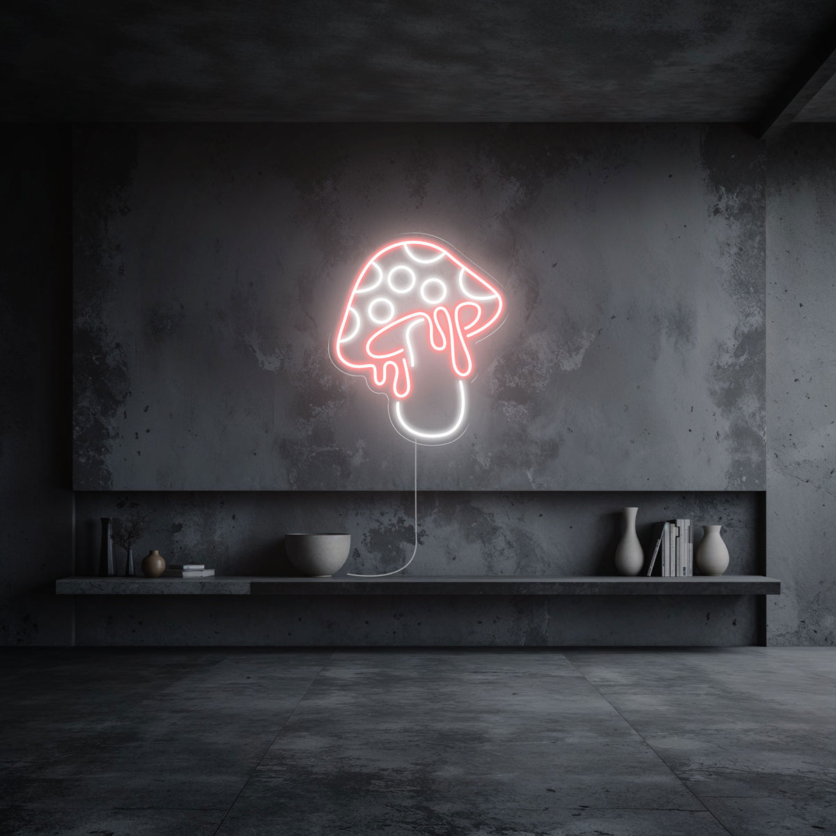 Neon-led-champignon-rose pale