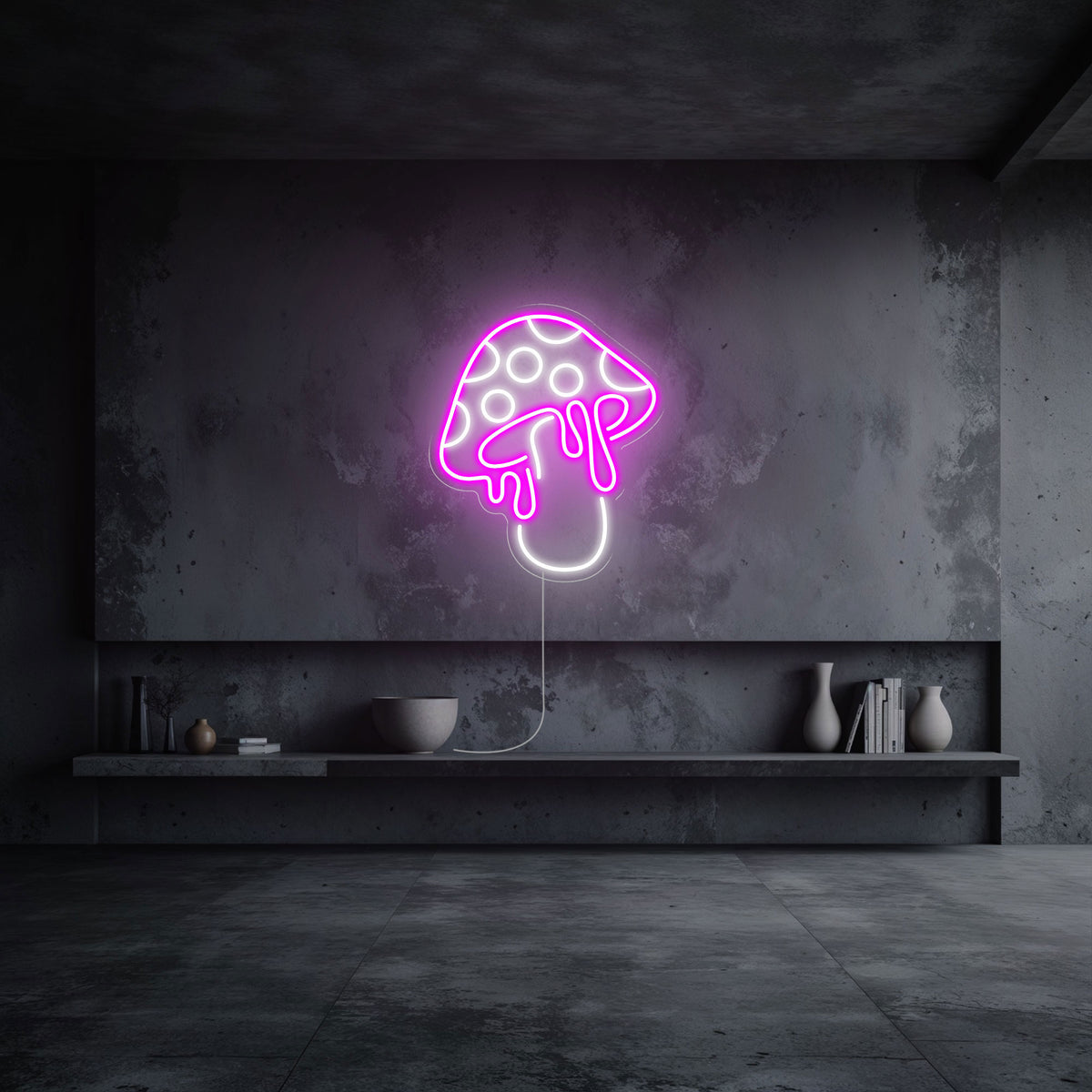 Neon-led-champignon  rose