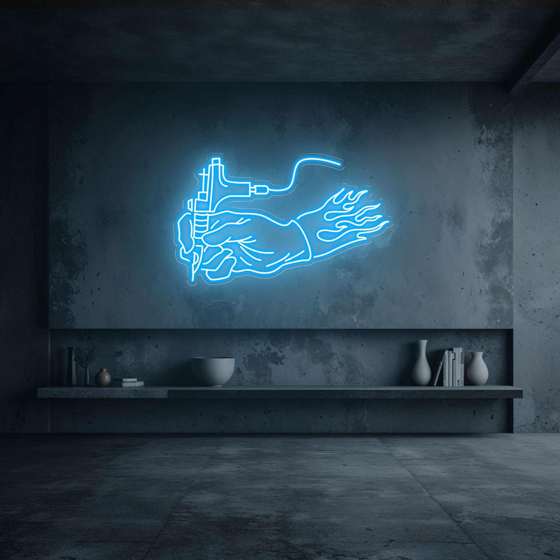 néon led tatouage bleu ciel