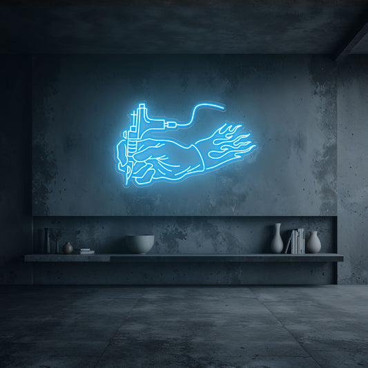 néon led tatouage bleu ciel