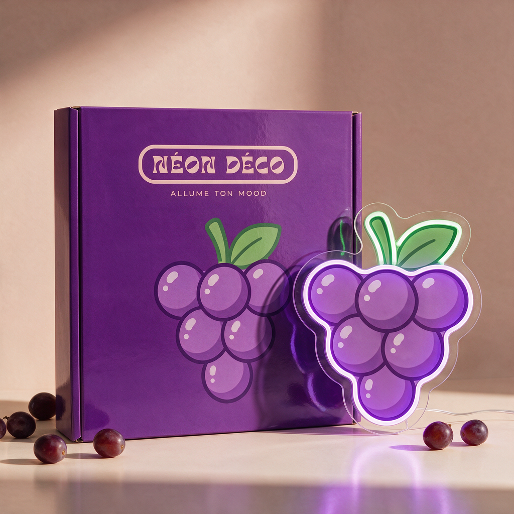 Néon raisin et sa boîte Néon Déco