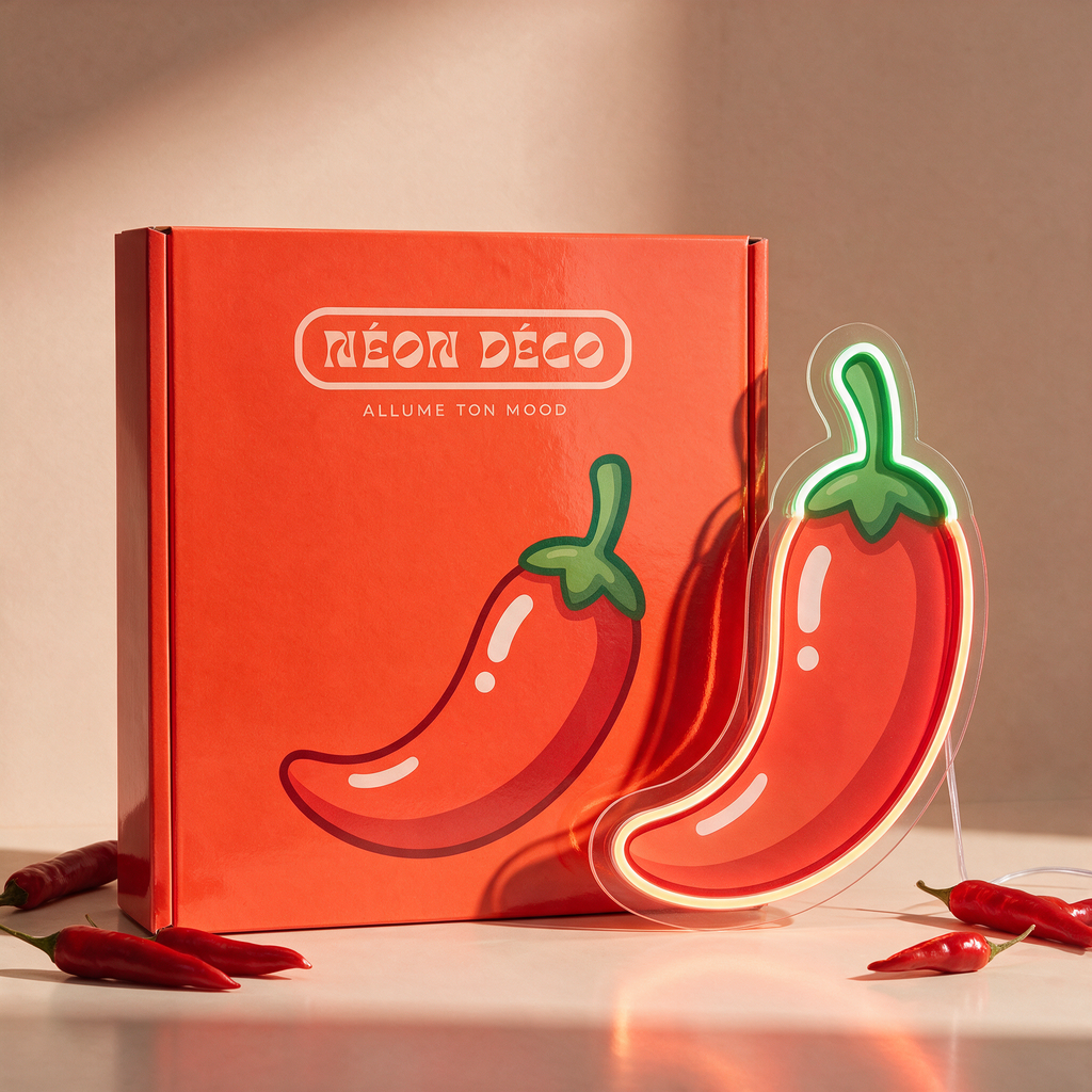 Néon piment et sa boîte Néon Déco
