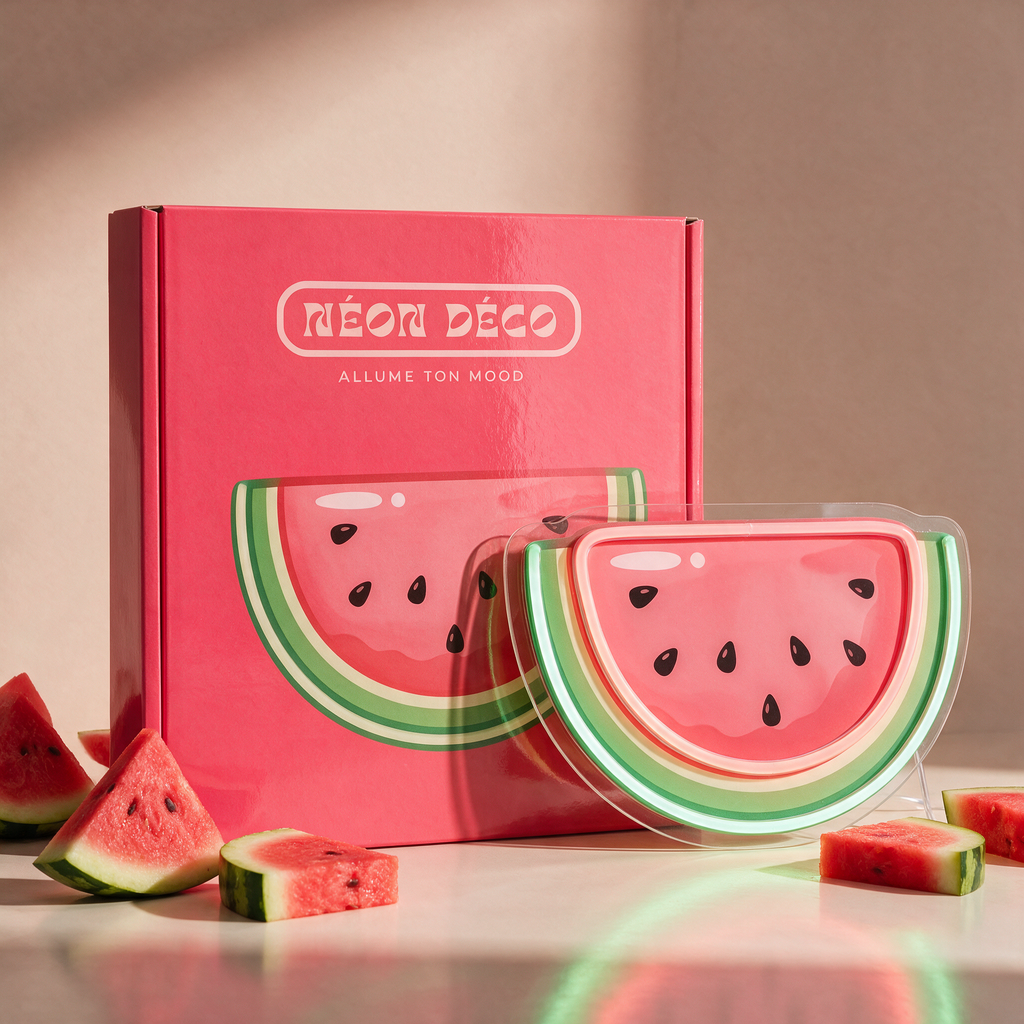 Néon pastèque et sa boîte Néon Déco