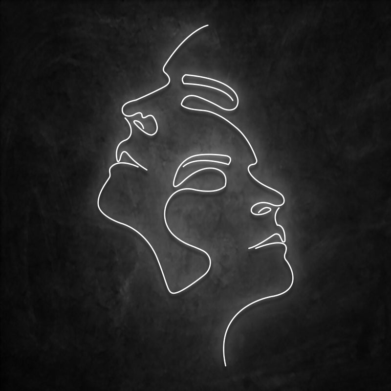 neon 2 visages  blanc