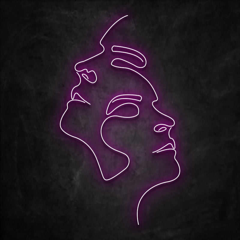 neon 2 visages rose