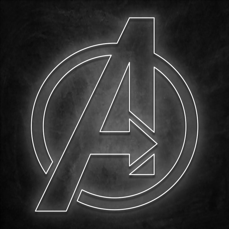 neon avengers logo rouge blanc