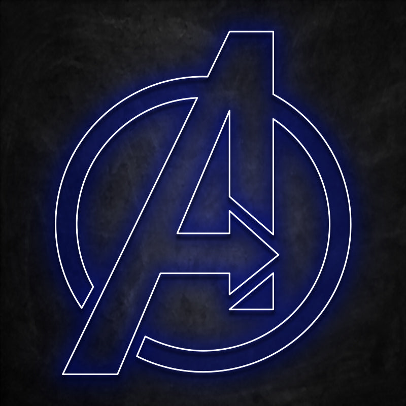 neon avengers logo rouge bleu