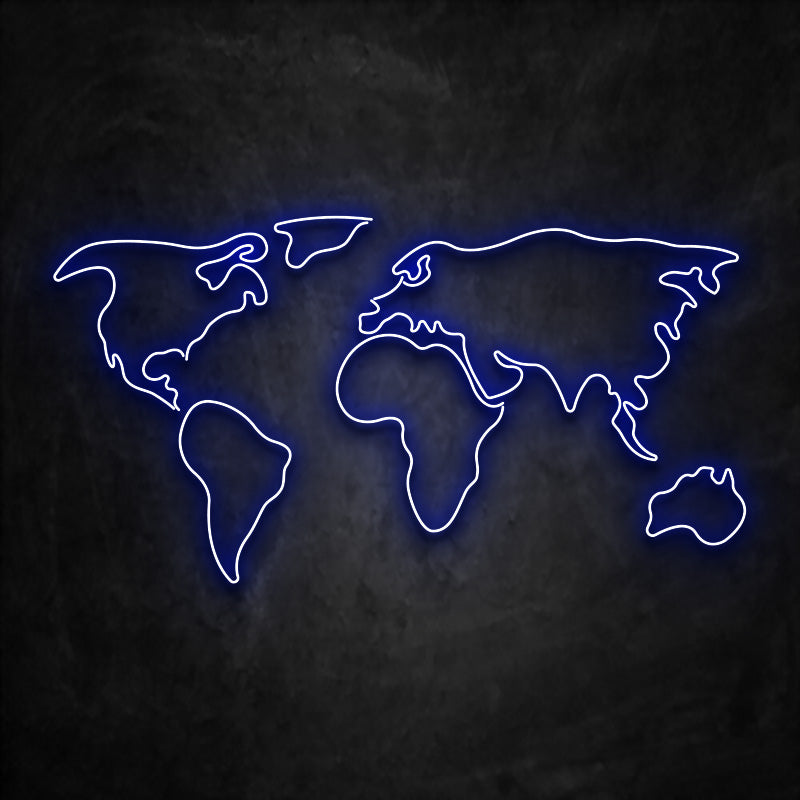 neon carte monde bleu