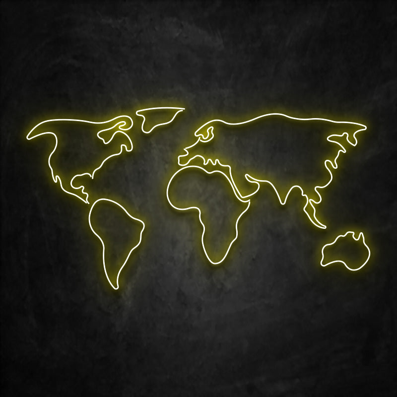 neon carte monde jaune