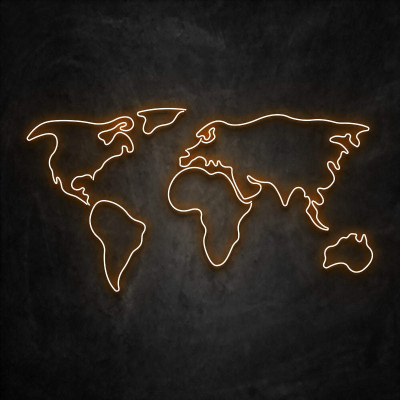 neon carte monde orange