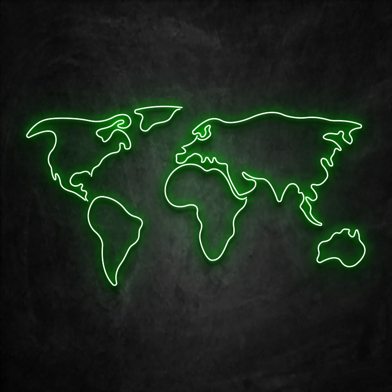 neon carte monde vert