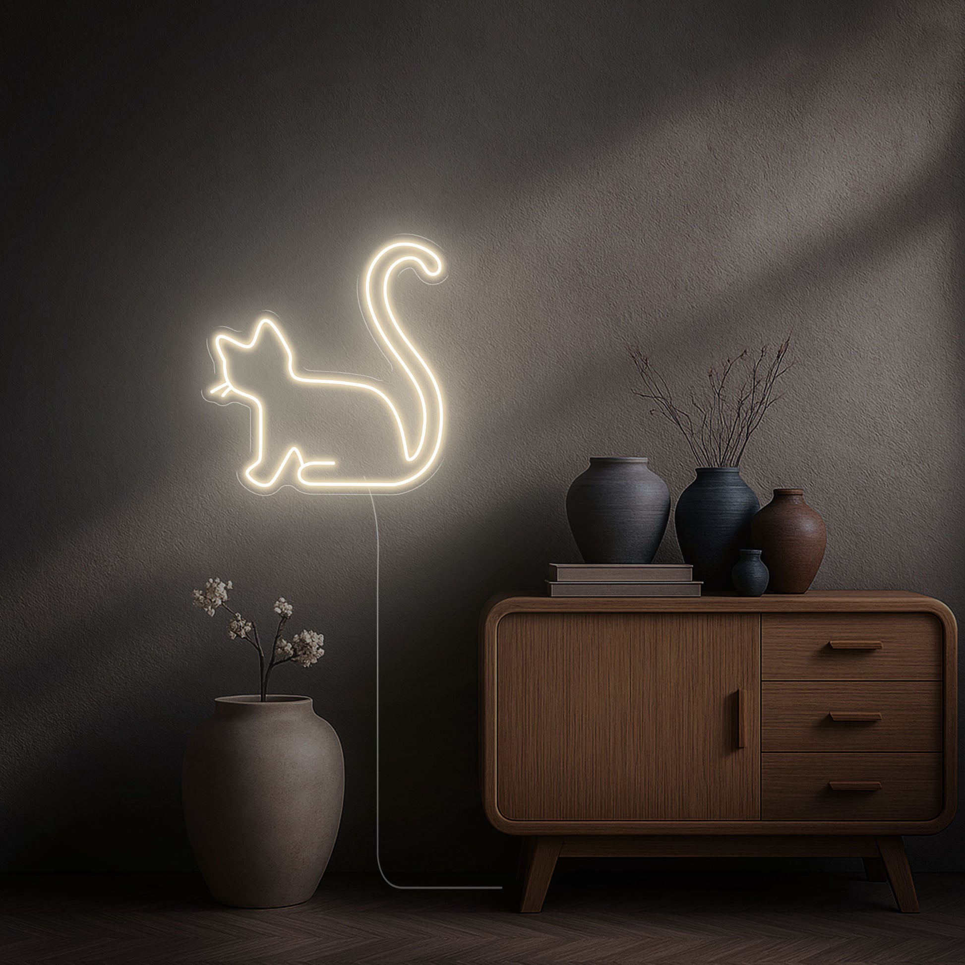 Néon Chaton led blanc chaud