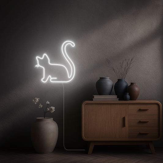 Néon Chaton led blanc