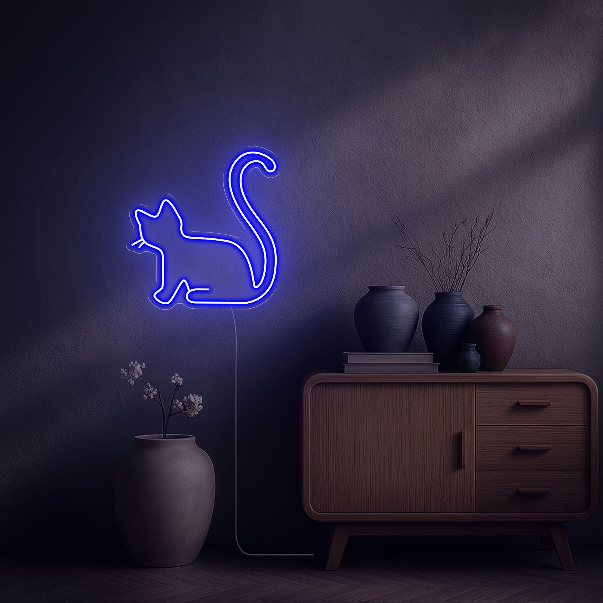 Néon Chaton led bleu
