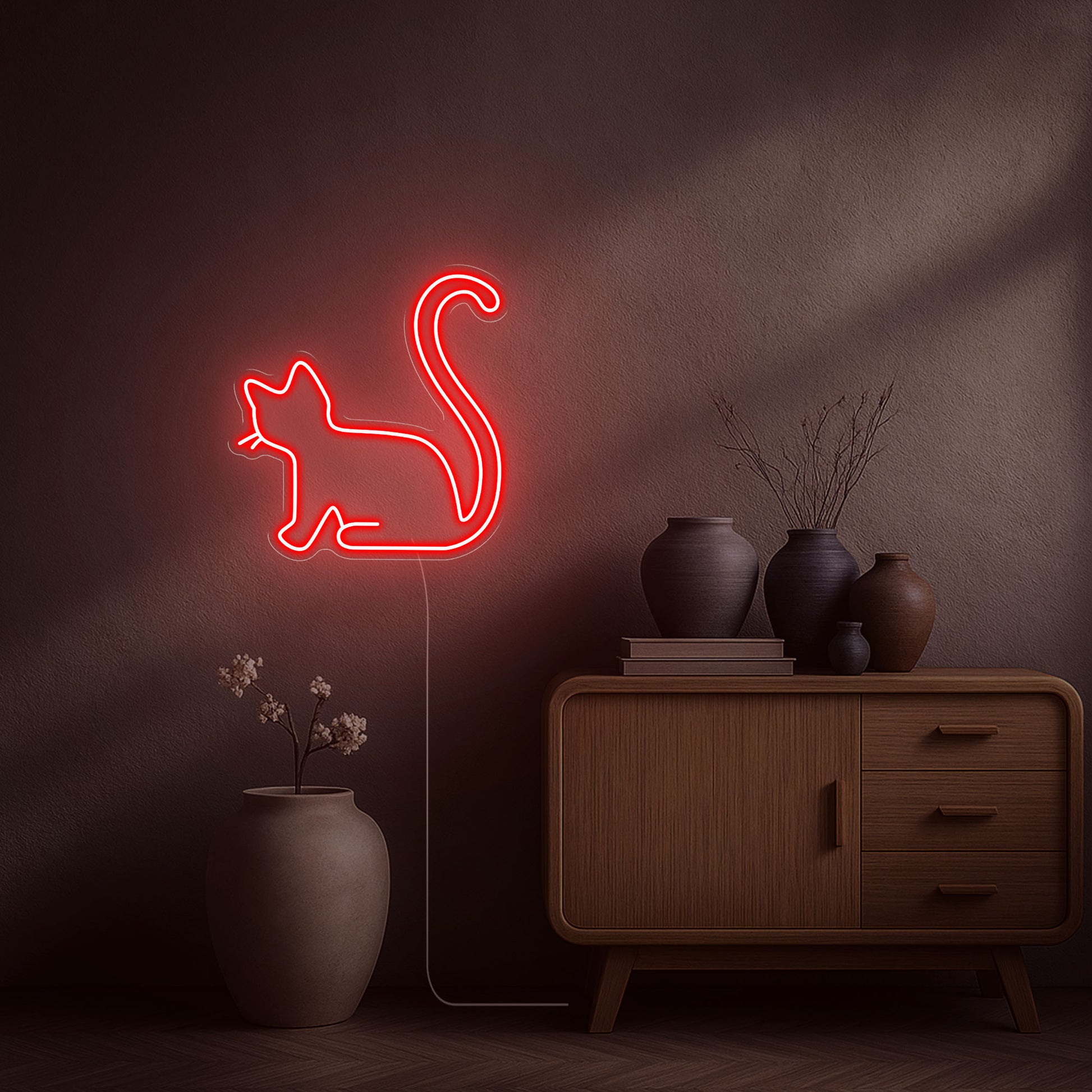 Néon Chaton led rouge