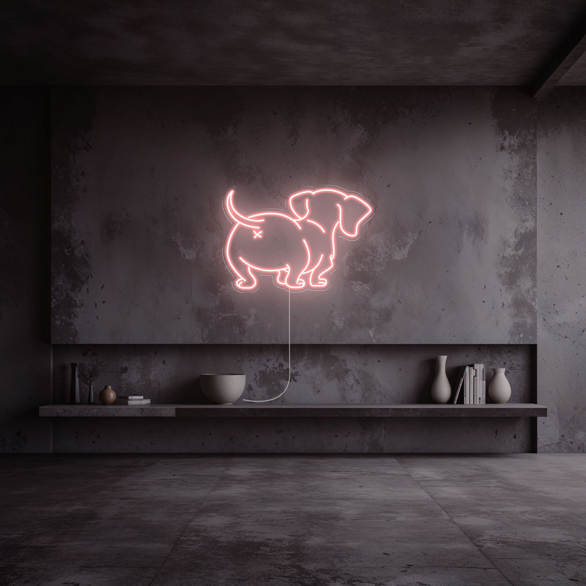 neon-chien-rose pale