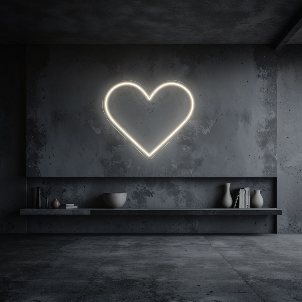 néon coeur blanc chaud
