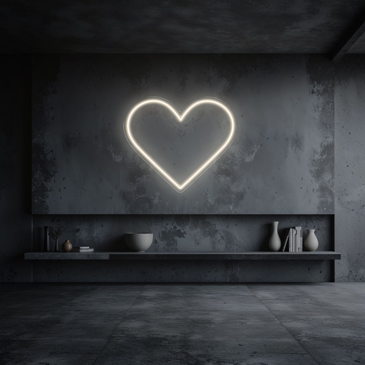 néon coeur blanc chaud