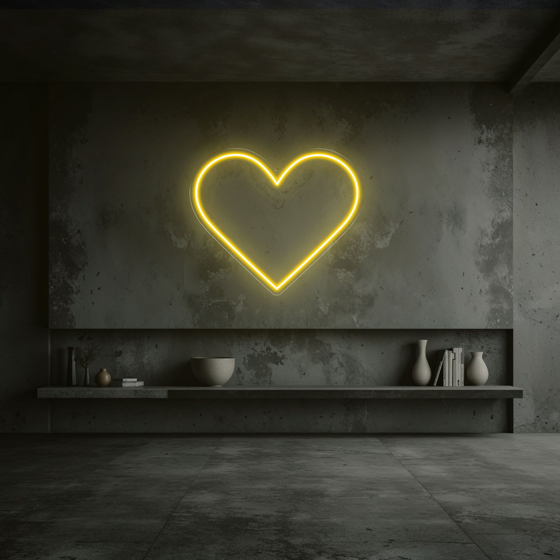 néon coeur jaune