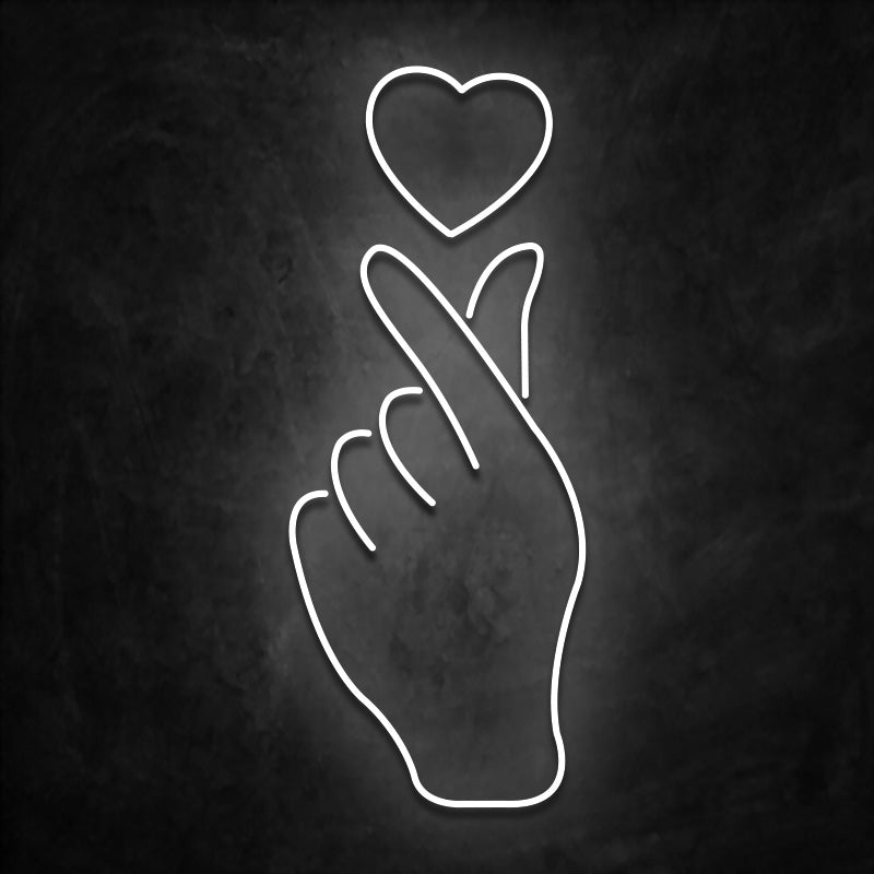  neon coeur main blanc