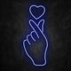 neon coeur main bleu