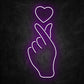 neon coeur main violet