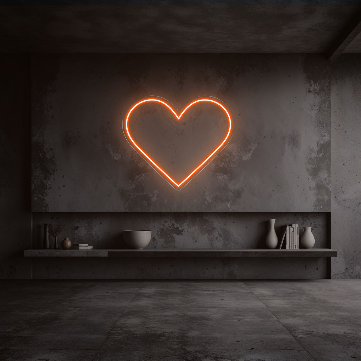 néon coeur orange