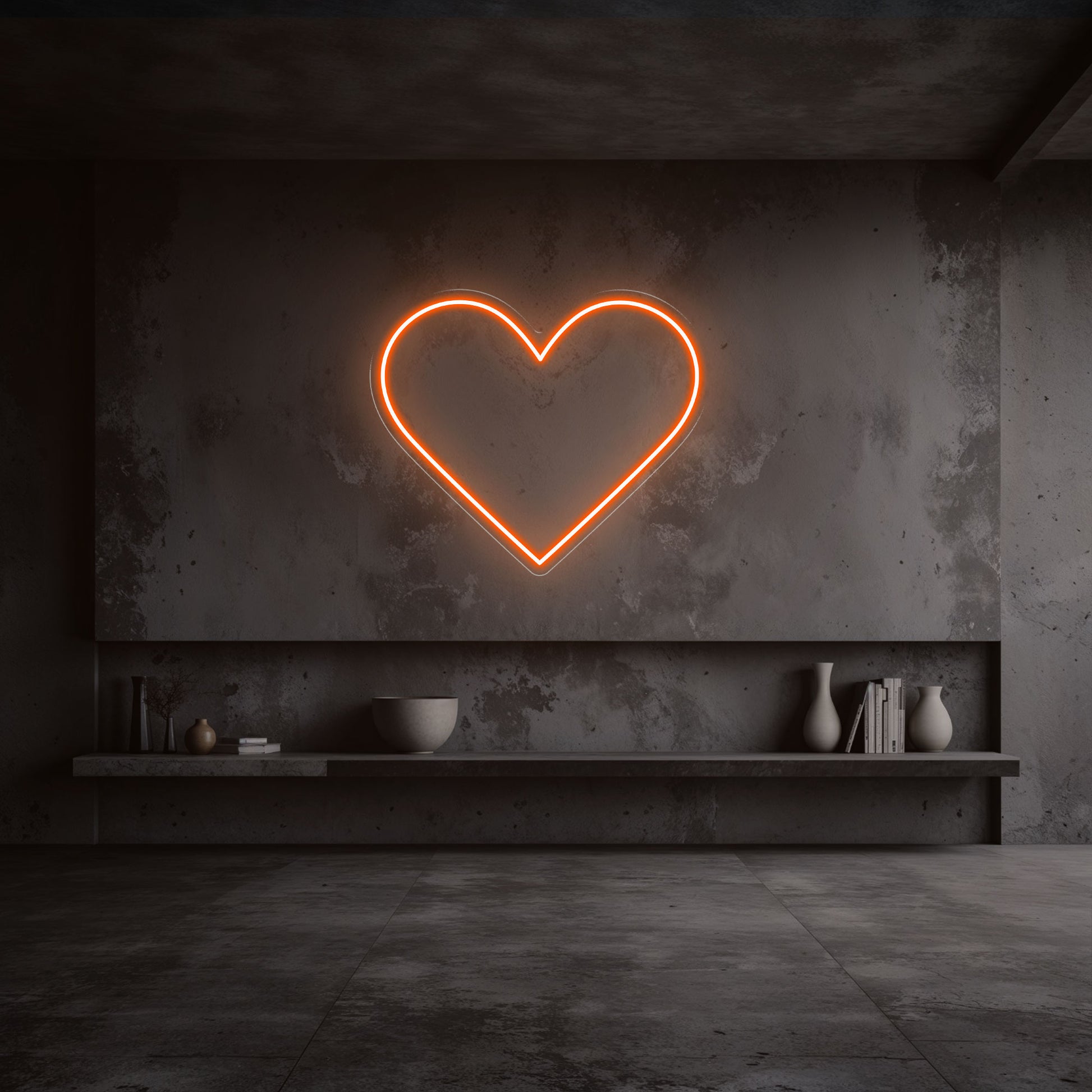 néon coeur orange
