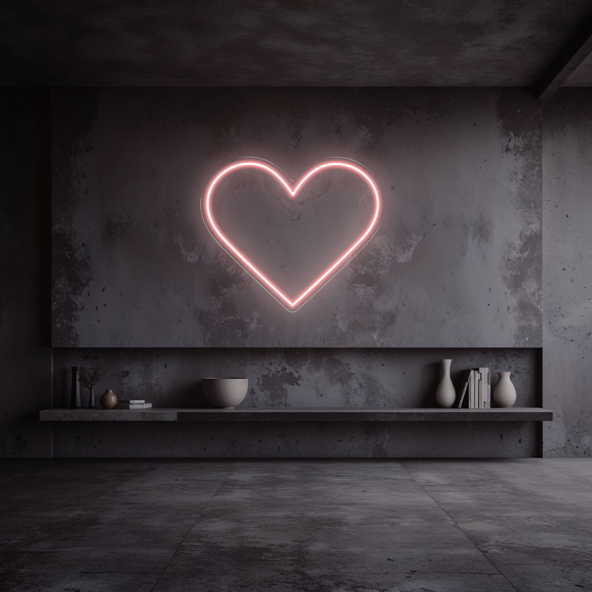 néon coeur rose pale
