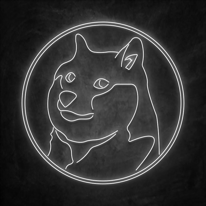 neon dogecoin blanc