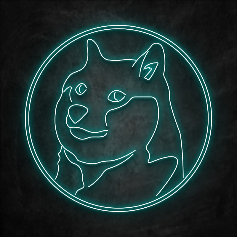 neon dogecoin bleu ciel