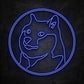 neon dogecoin bleu